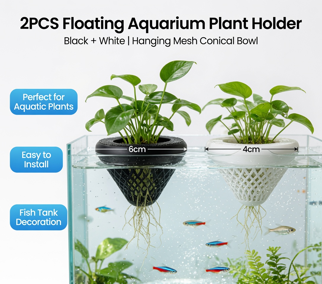 2PCS Floating Aquarium Plant H - Plant Aquarium Pot ulasan dan harga
