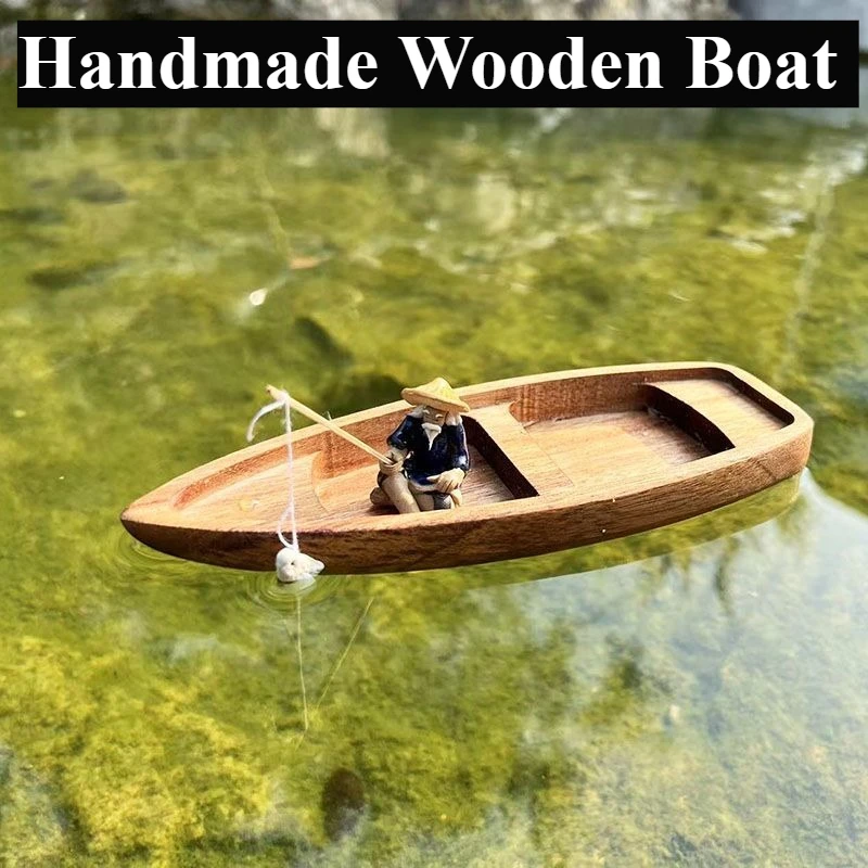 Handmade Wooden Boat Mini Floa - Aquarium Driftwood ulasan dan harga