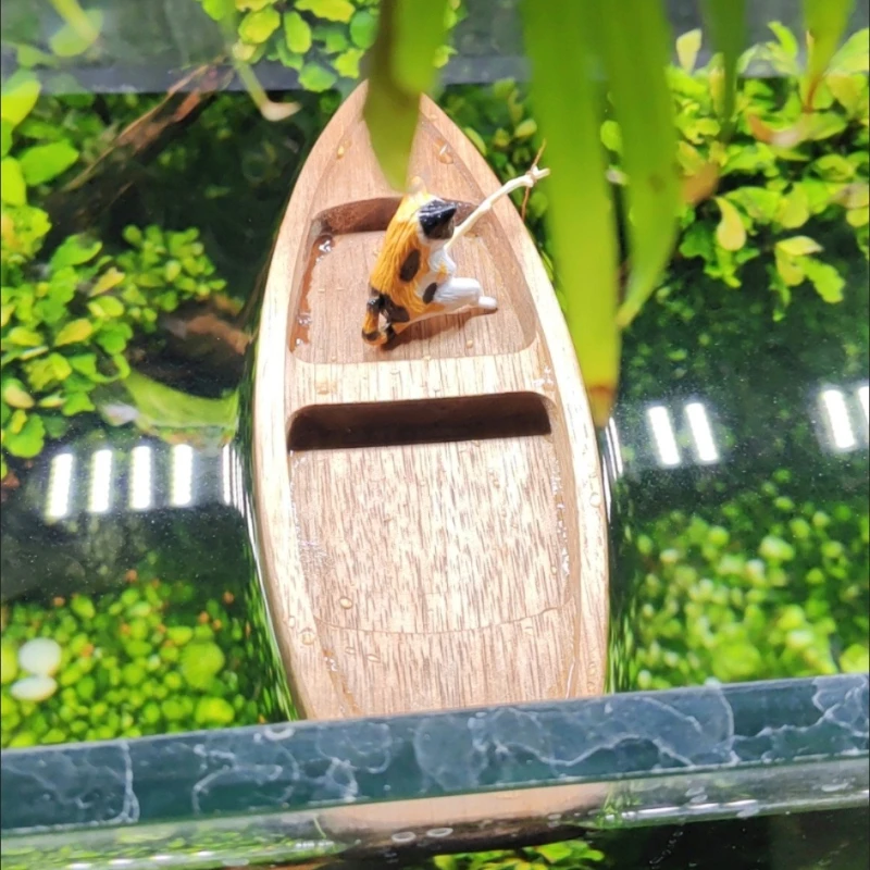 Handmade Wooden Boat Mini Floa - Aquarium Driftwood ulasan dan harga