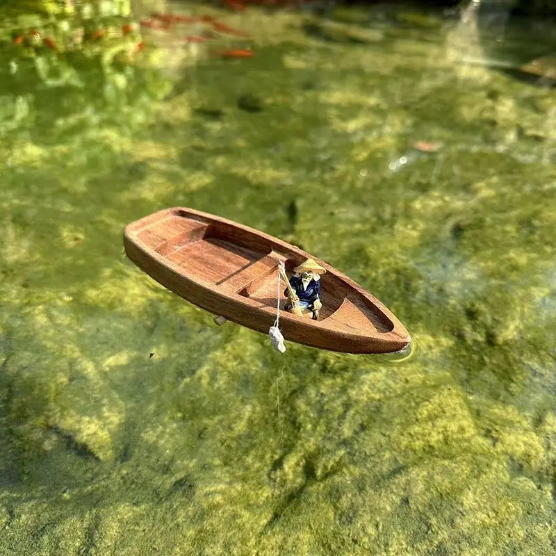 Handmade Wooden Boat Mini Floa - Aquarium Driftwood ulasan dan harga
